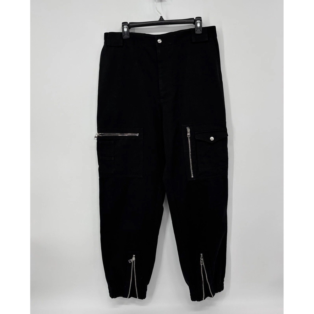 Alexander McQueen Black‎ Cargo Jogger Pants Men's Size Large (50) Zippers Goth
